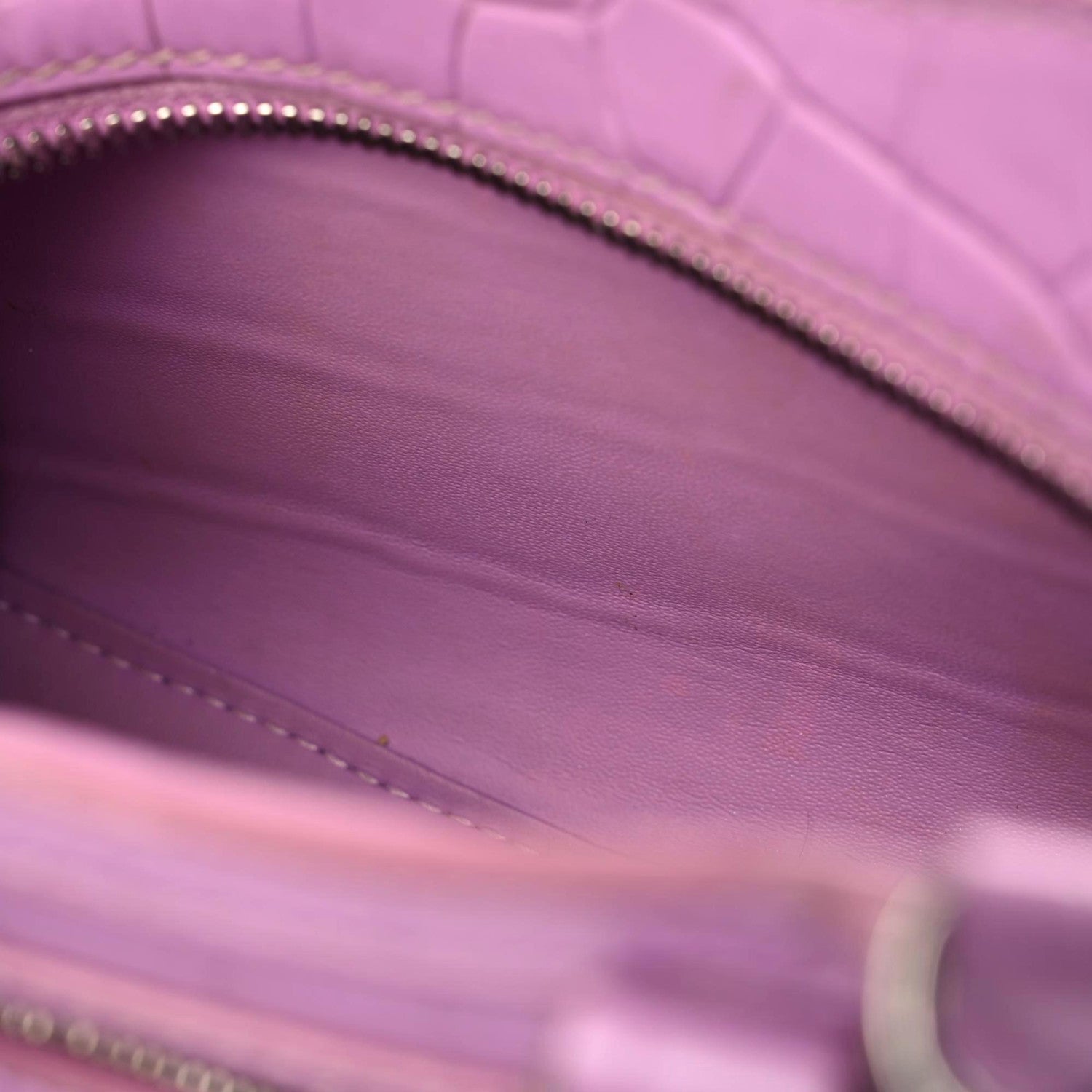 Balenciaga Calfskin Crocodile Embossed Neo Classic Silver Hardware Nano City Crossbody Lilac 14 of 14