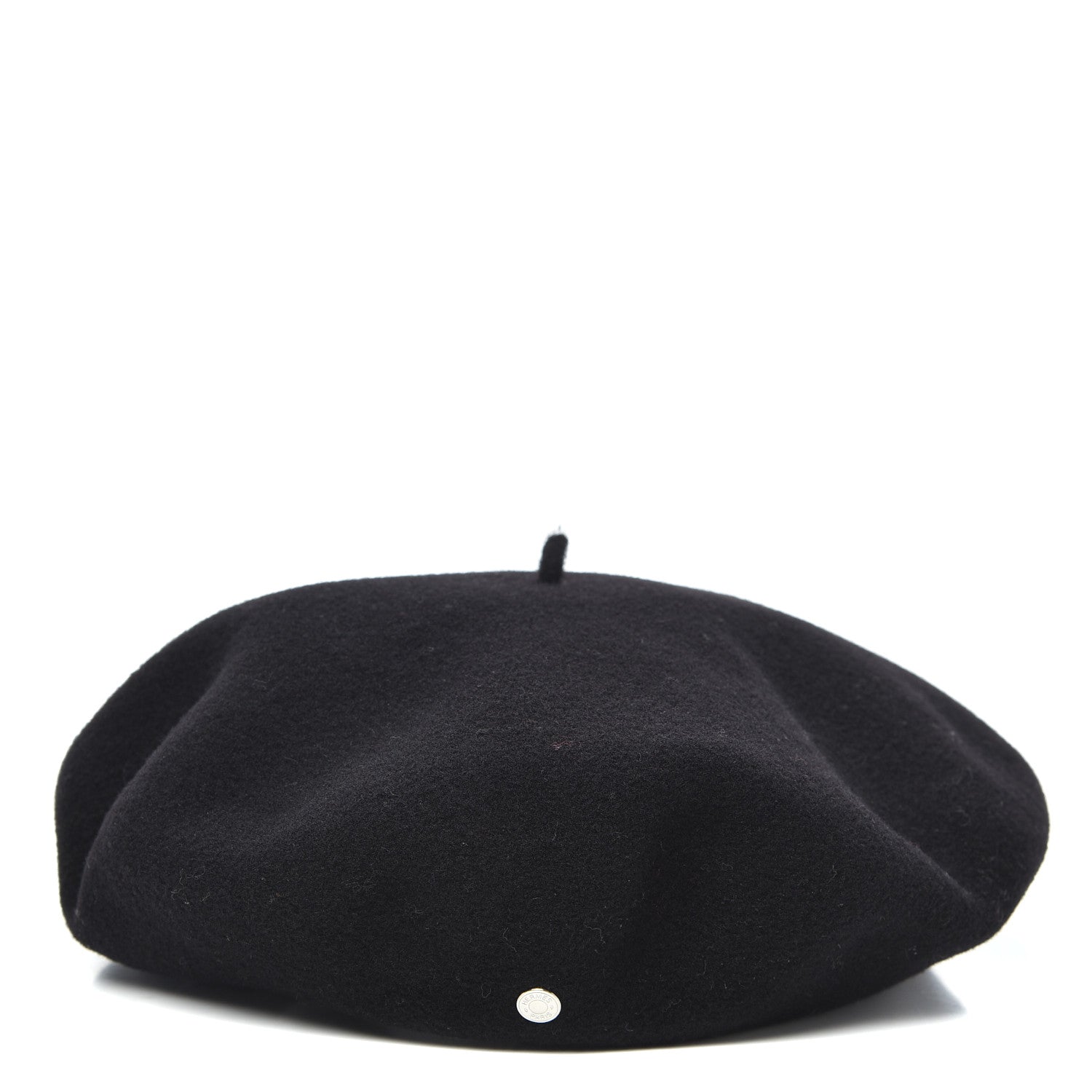 Hermes Merino Wool Clou De Sel Bonnie Beret 58 Black 1 of 5