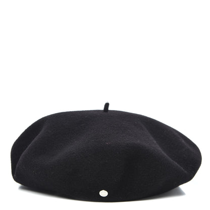 Hermes Merino Wool Clou De Sel Bonnie Beret 58 Black 1 of 5
