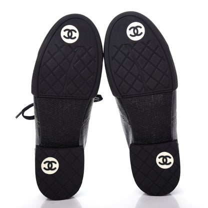 Chanel Coated Canvas Lace Up Cap Toe Sneakers 36 Black 6 of 10