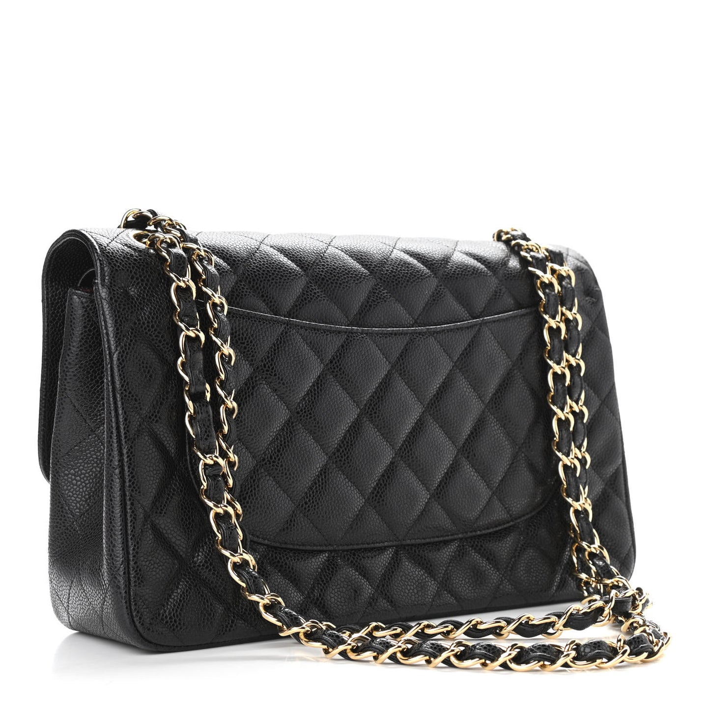 Caviar Quilted Jumbo Double Flap Black