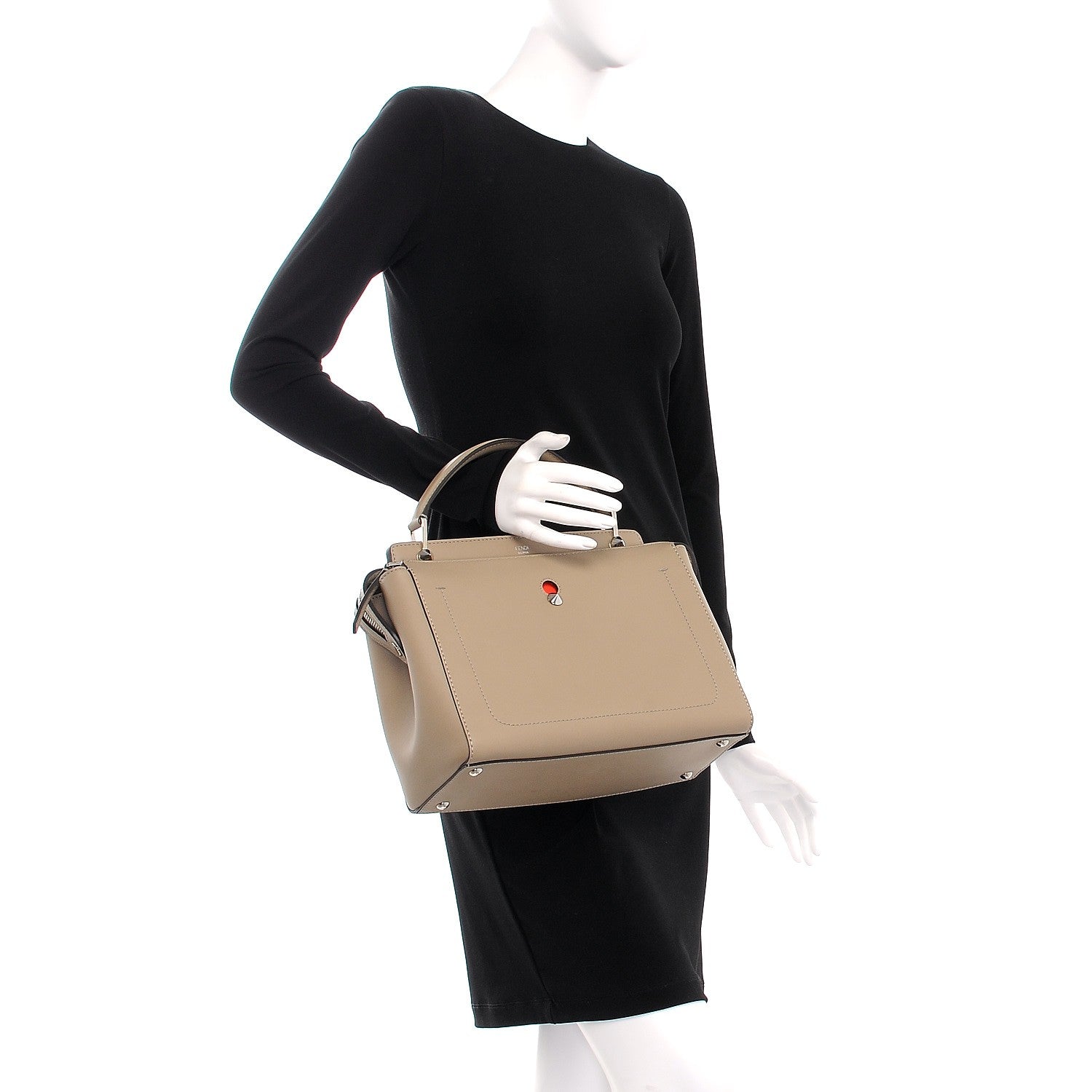 Fendi Vitello Baltico Dolce DotCom Satchel Tortora Papavero 3 of 10