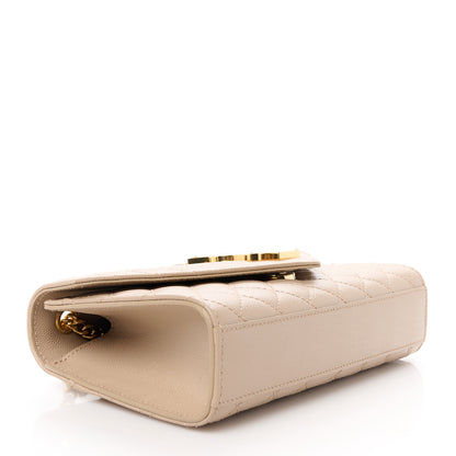 Saint Laurent Grain De Poudre Textured Mixed Matelasse Triquilt Small Monogram Satchel Dark Beige 4 of 11