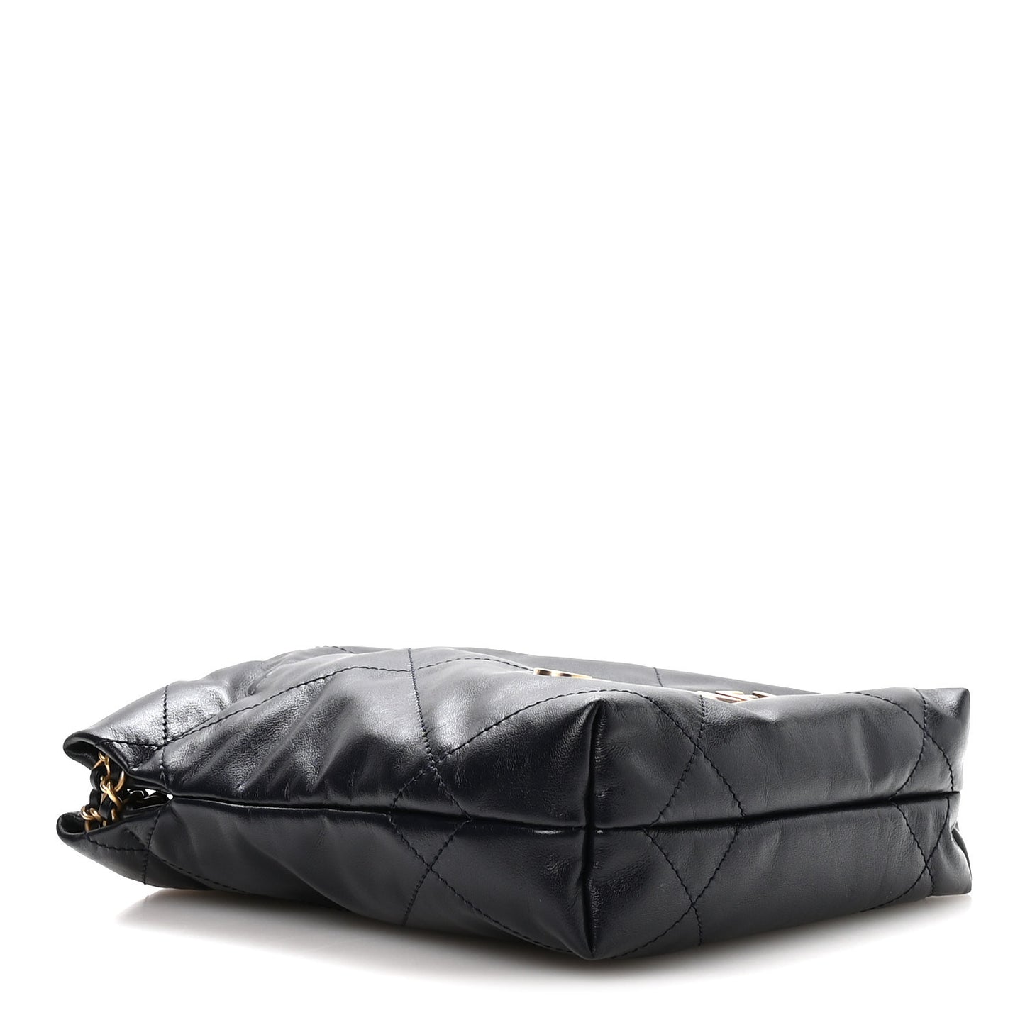 Shiny Calfskin Quilted Mini Chanel 22 Navy Blue