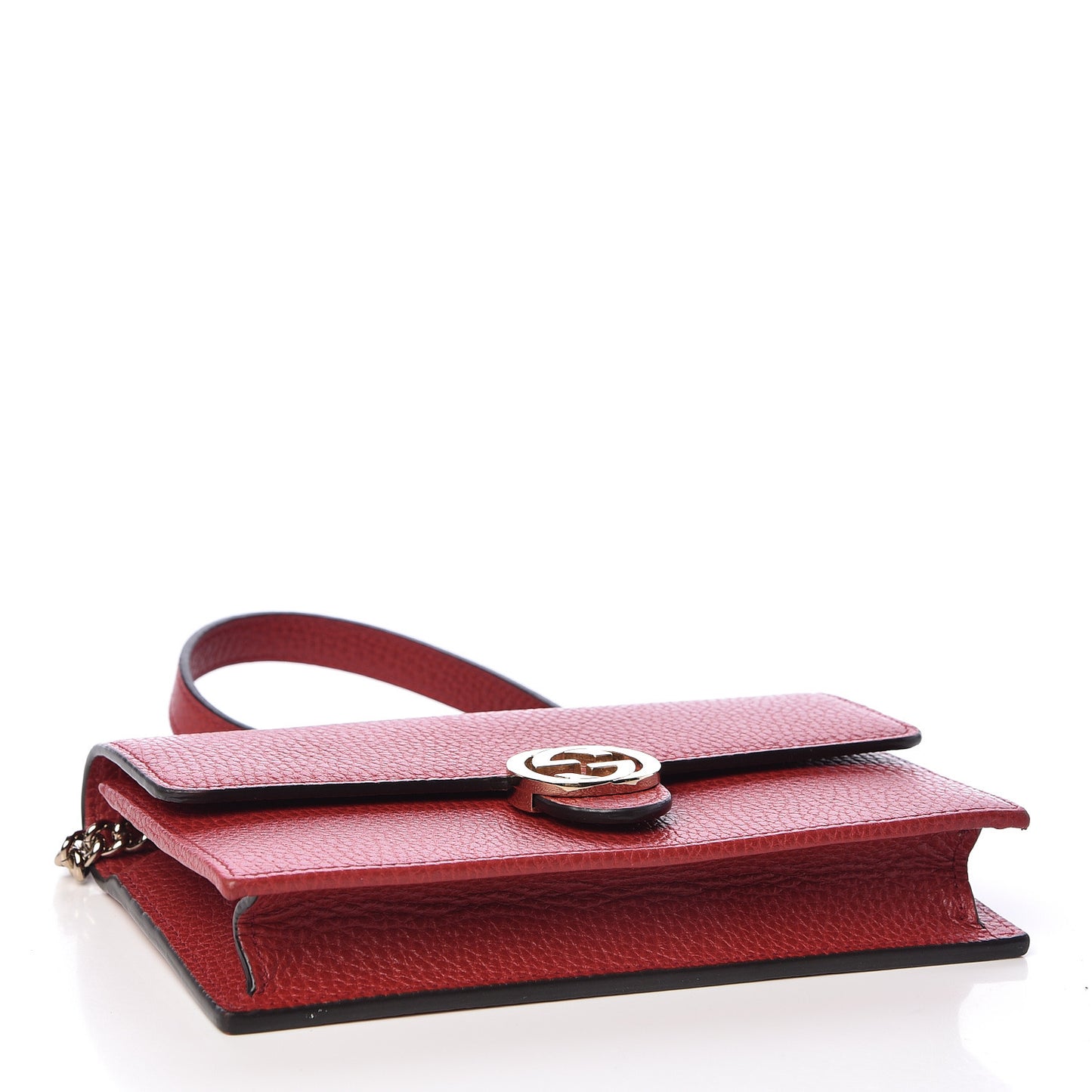 Dollar Calfskin Interlocking G Chain Wallet Red