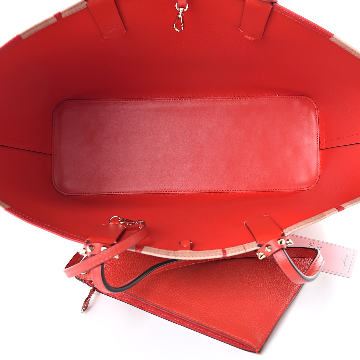 Calfskin Kraft Spikes East West Cabata Tote Kraft Red