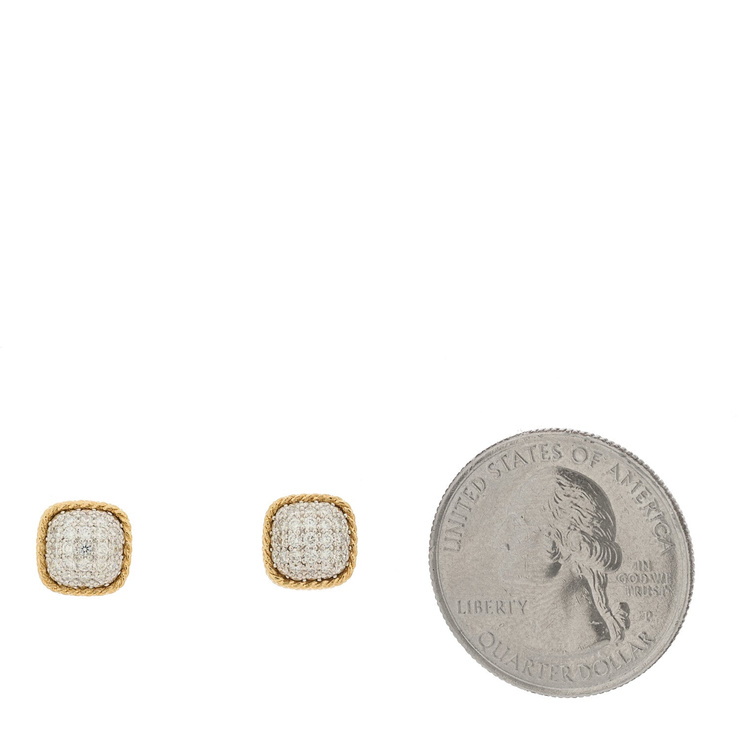 Roberto Coin 18K Yellow Gold Diamond Roman Barocco Dome Stud Earrings 2 of 4