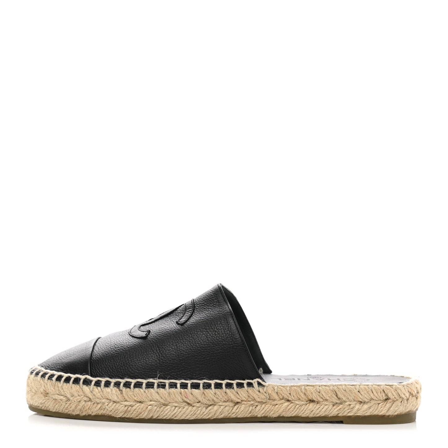 Calfskin CC Espadrille Mules 39 Black