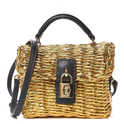 Dolce & Gabbana Metallic Coated Woven Raffia Shoulder Bag Gold 1 of 14