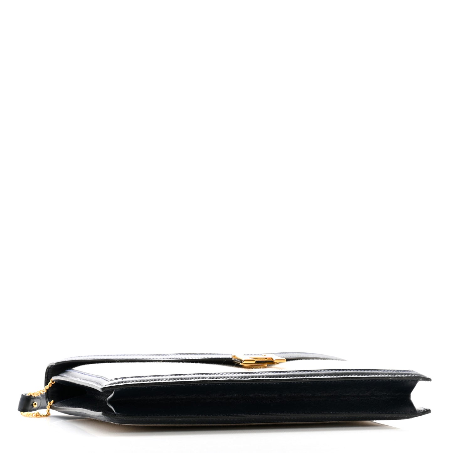 Toile Vache Calfskin Lydie Clutch Natural Bleu Marine