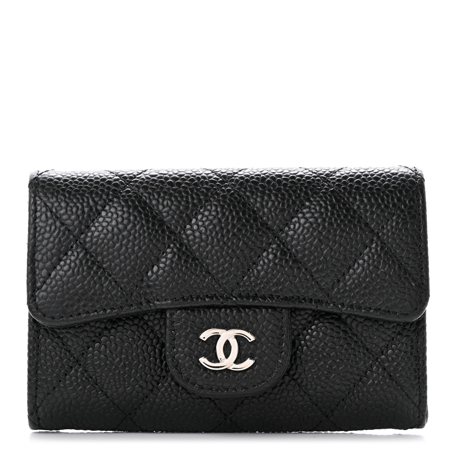 Chanel Caviar Quilted Flap Card Holder Wallet Black 1 of 8