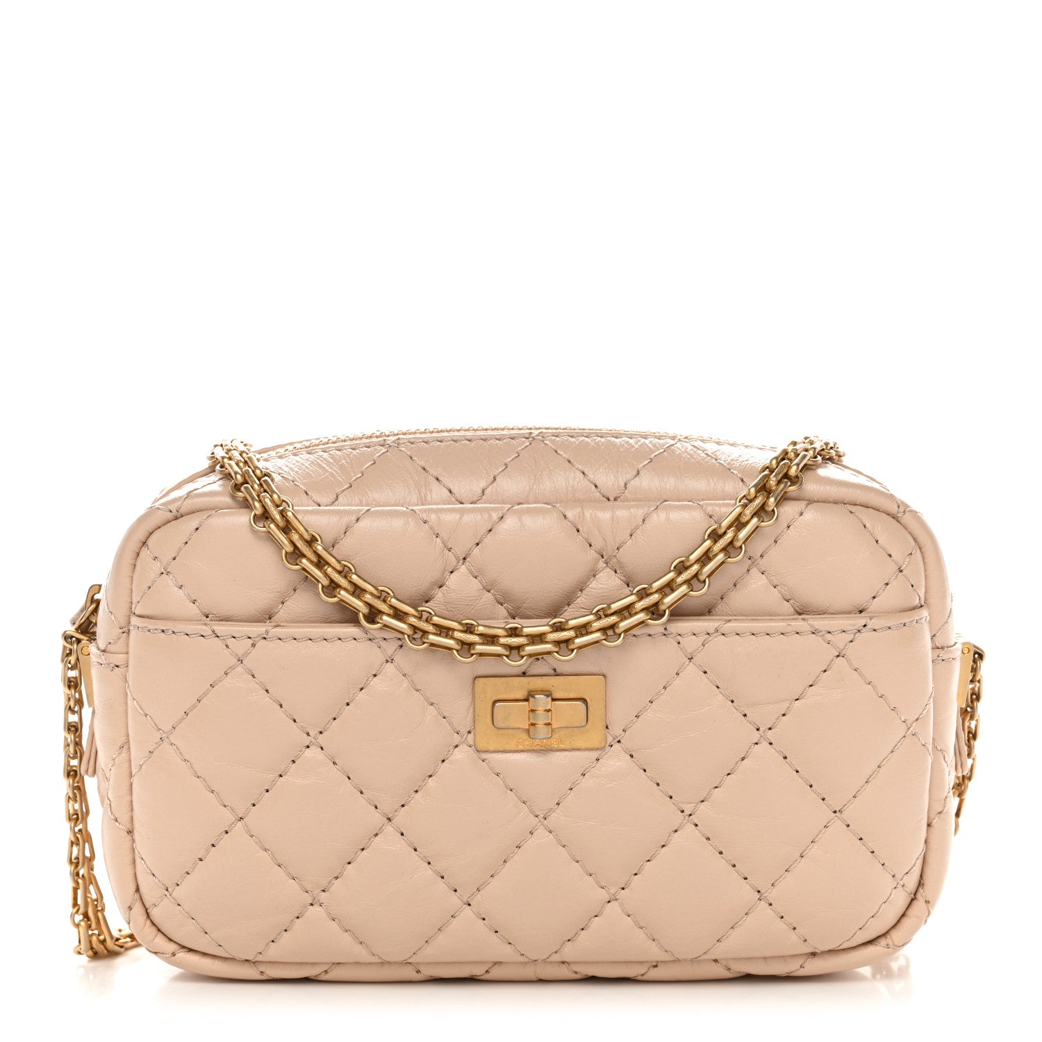 Chanel Aged Calfskin Quilted Mini Reissue Camera Case Beige Clair 1 of 11