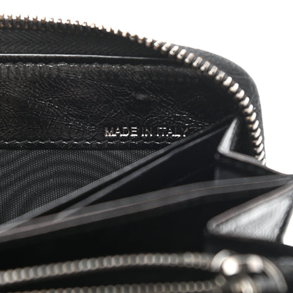 Valentino Garavani Craquele Calfskin Rockstud Zip Around Wallet Black 7 of 10