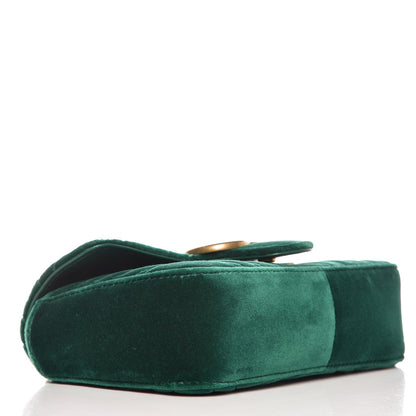 Gucci Velvet Matelasse Mini GG Marmont Shoulder Bag Emerald 3 of 7