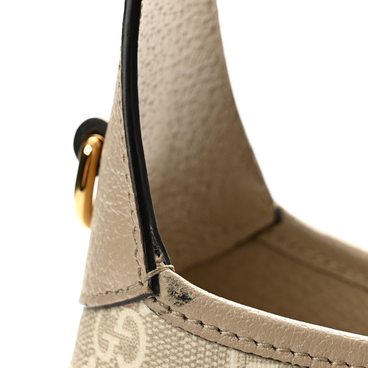 GG Supreme Monogram Textured Dollar Calfskin Web Small Jackie 1961 Hobo Beige Mystic White Oatmeal
