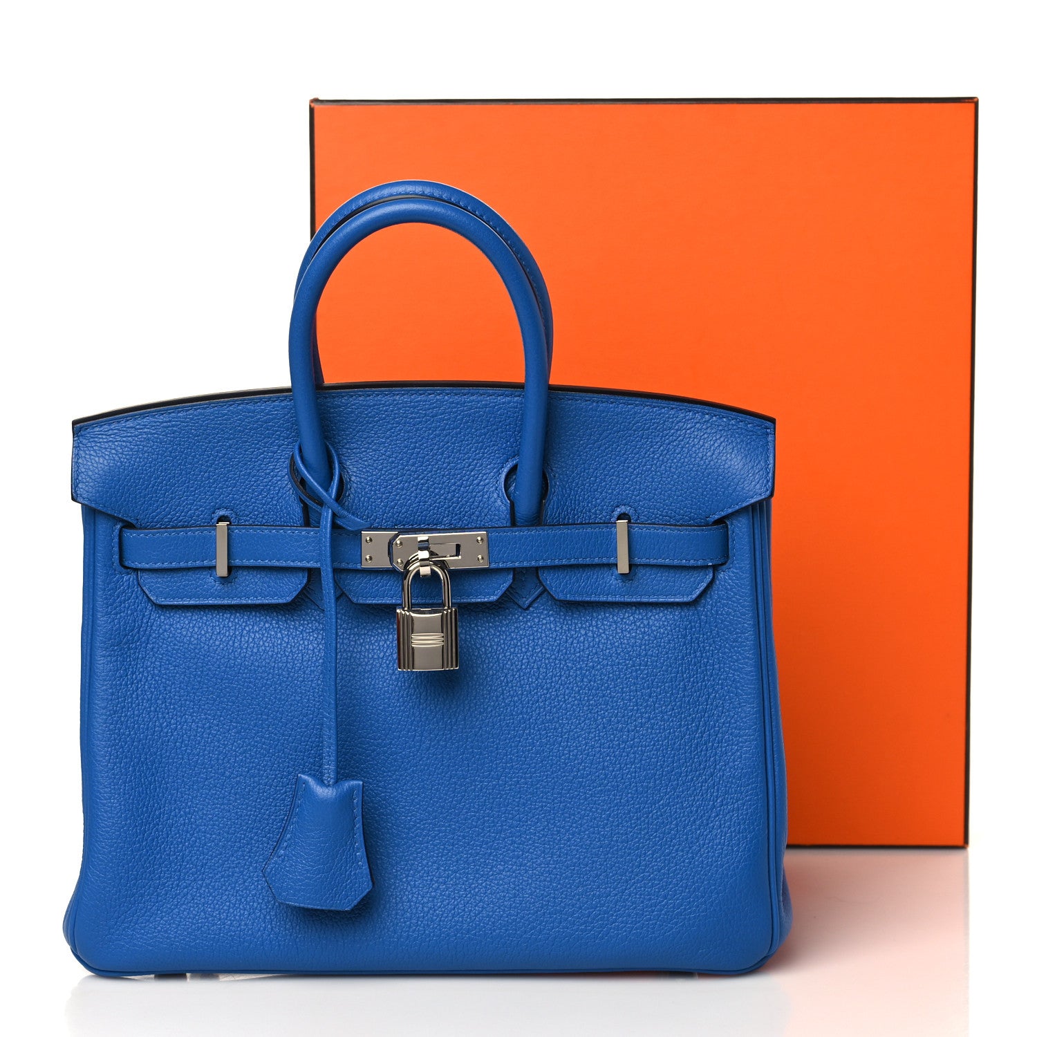 Hermes Taurillon Novillo Verso Birkin 25 Bleu Zellige Capucine 10 of 10