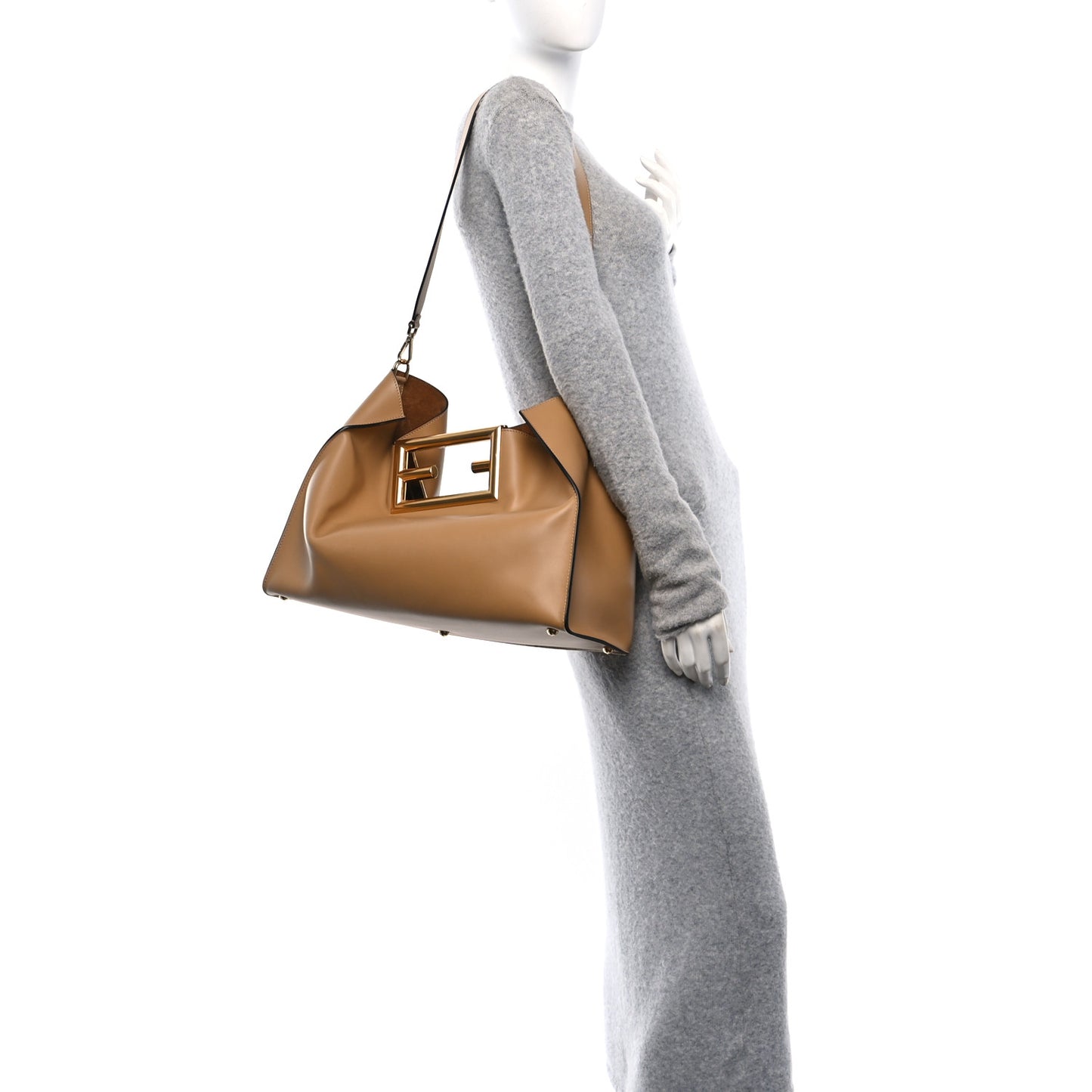Vitello King Medium Fendi Way Tote Miele Scuro