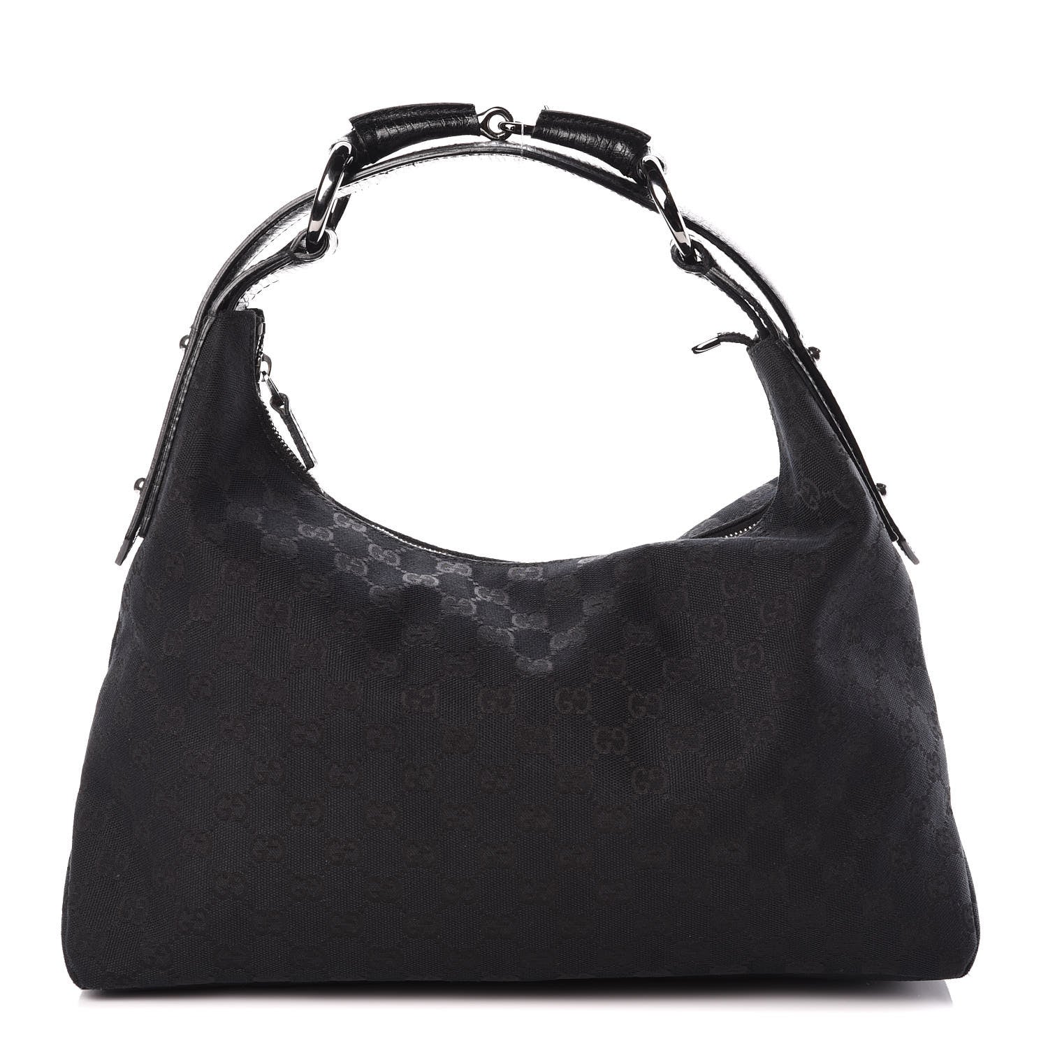 Gucci Monogram Medium Horsebit Chain Hobo Black 1 of 10