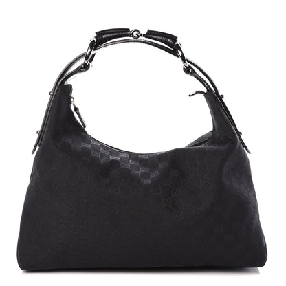Gucci Monogram Medium Horsebit Chain Hobo Black 1 of 10