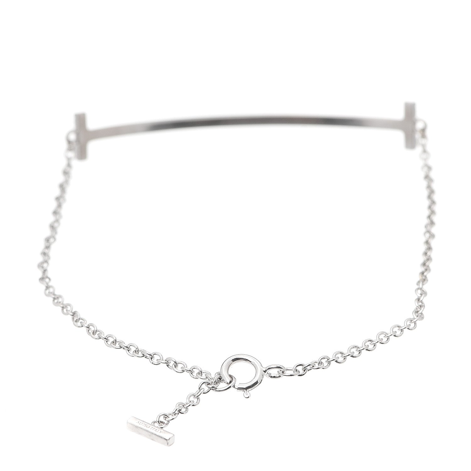 Tiffany 18K White Gold Diamond T Smile Bracelet 3 of 6