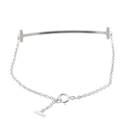 Tiffany 18K White Gold Diamond T Smile Bracelet 3 of 6