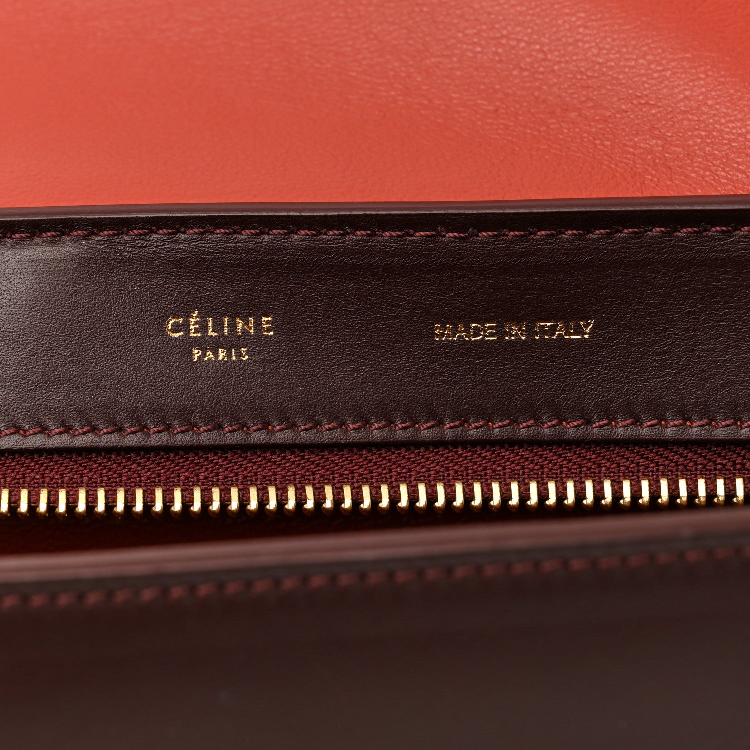 Celine Smooth Calfskin Medium Tri-Color Trapeze Rust Burgundy Red 6 of 15