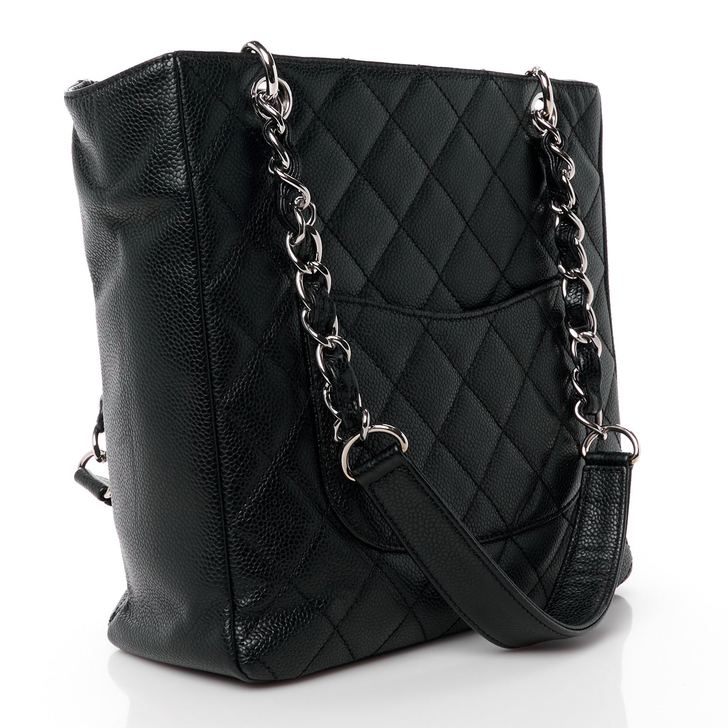 Caviar Quilted Petit Shopping Tote PST Black