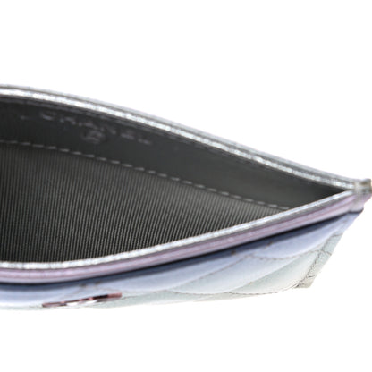 Chanel Gradient Metallic Calfskin Quilted Card Holder Silver Blue Yellow Purple 5 of 12