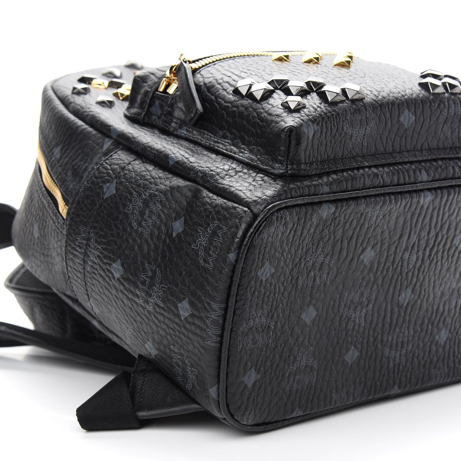 MCM Visetos Studded Small Stark M Backpack Black 7 of 7