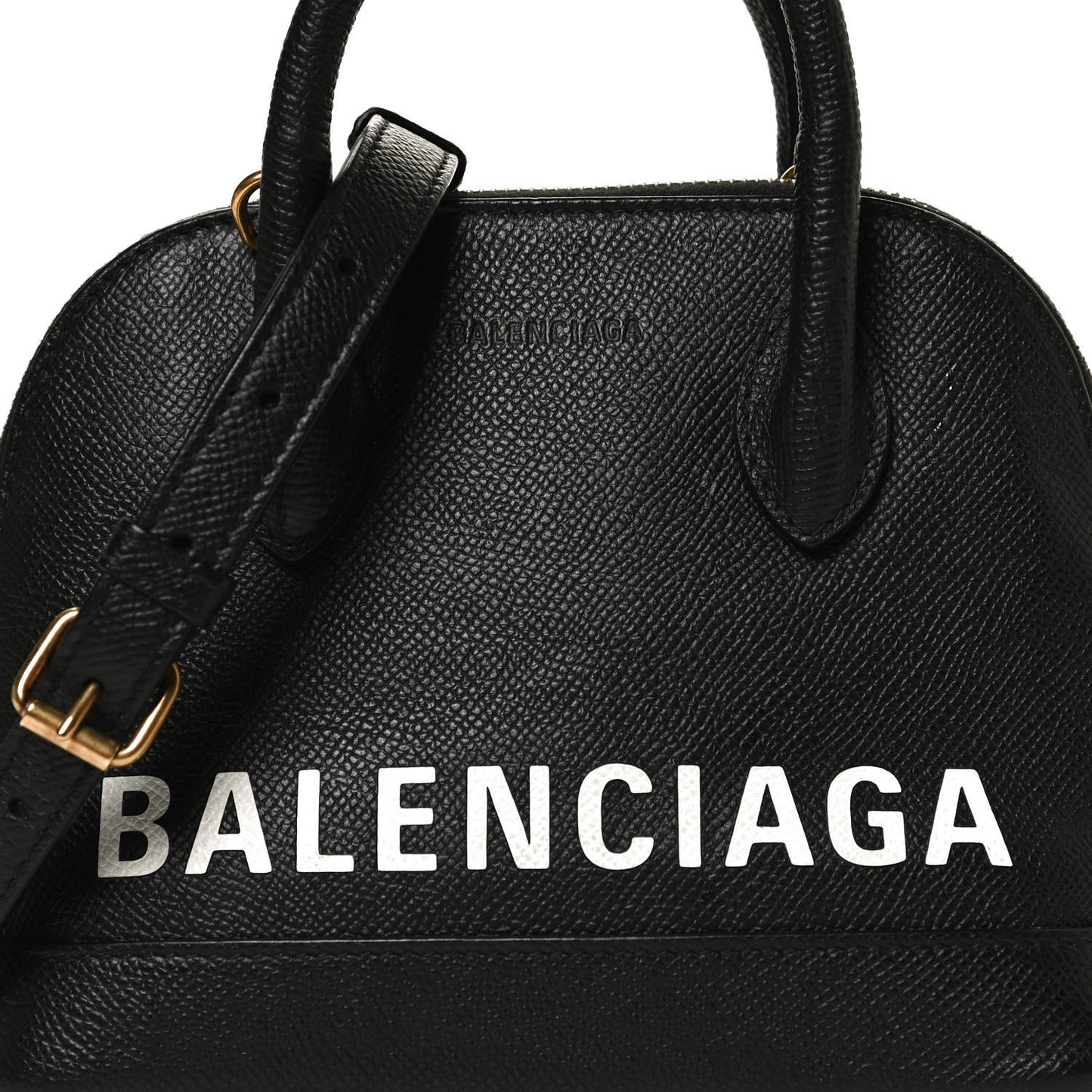 Signature Grained Calfskin XXS Ville Top Handle Bag Black White