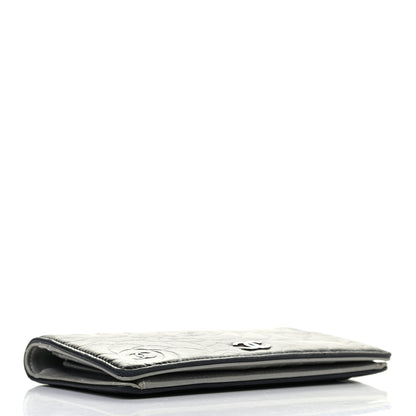 Chanel Lambskin Camellia Embossed Yen Wallet Black 7 of 16