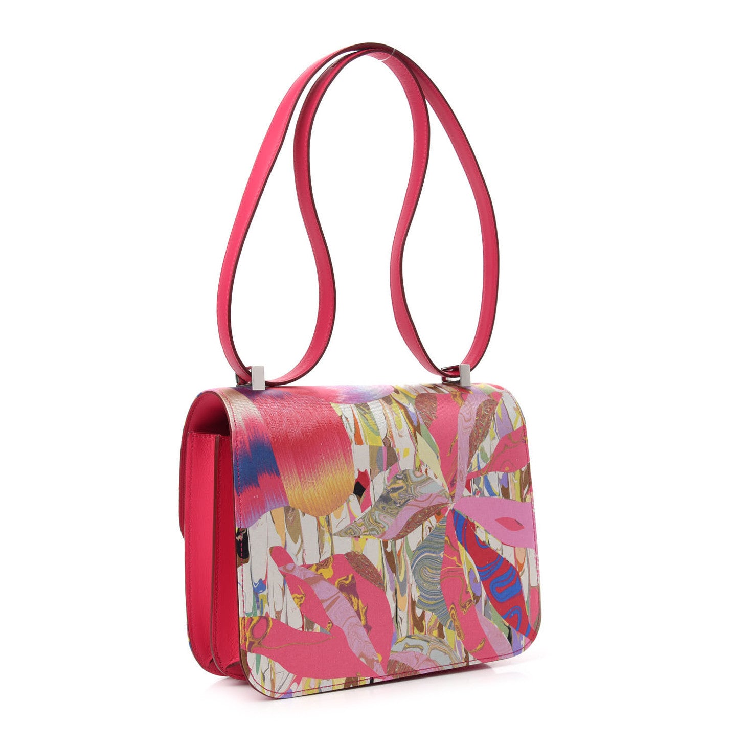 Hermes Swift Silk Marble Printed Constance 24 Rose Azalee Rose Mexico 5 of 14