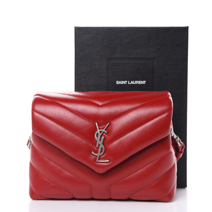 Saint Laurent Calfskin Y Quilted Monogram Toy Loulou Crossbody Bag Rouge Eros 12 of 12