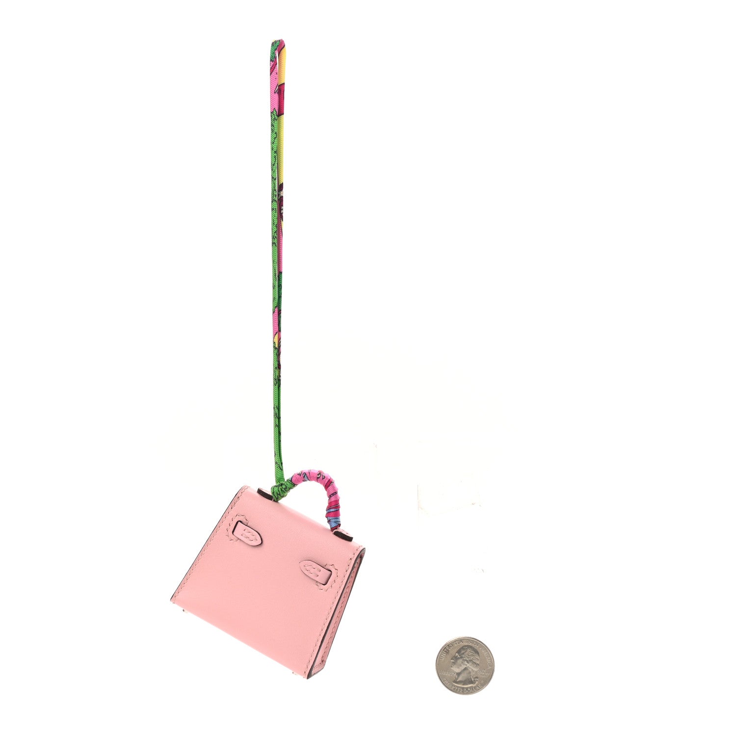 Hermes Tadelakt Mini Kelly Twilly Bag Charm Rose Sakura 2 of 6