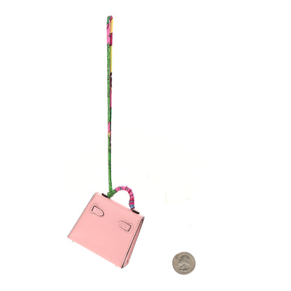Hermes Tadelakt Mini Kelly Twilly Bag Charm Rose Sakura 2 of 6