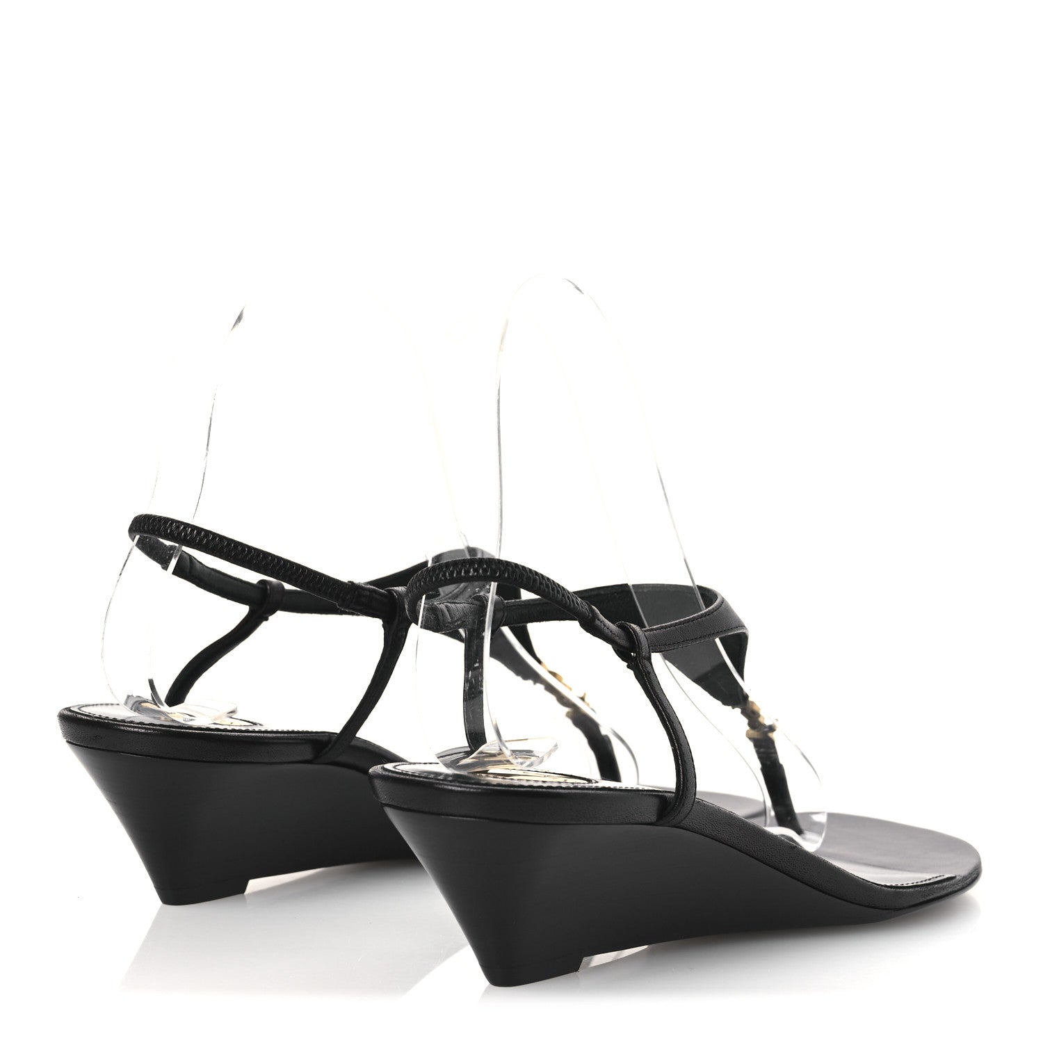 Saint Laurent Smooth Calfskin Cassandra Monogram Sandals 38 Black 9 of 22