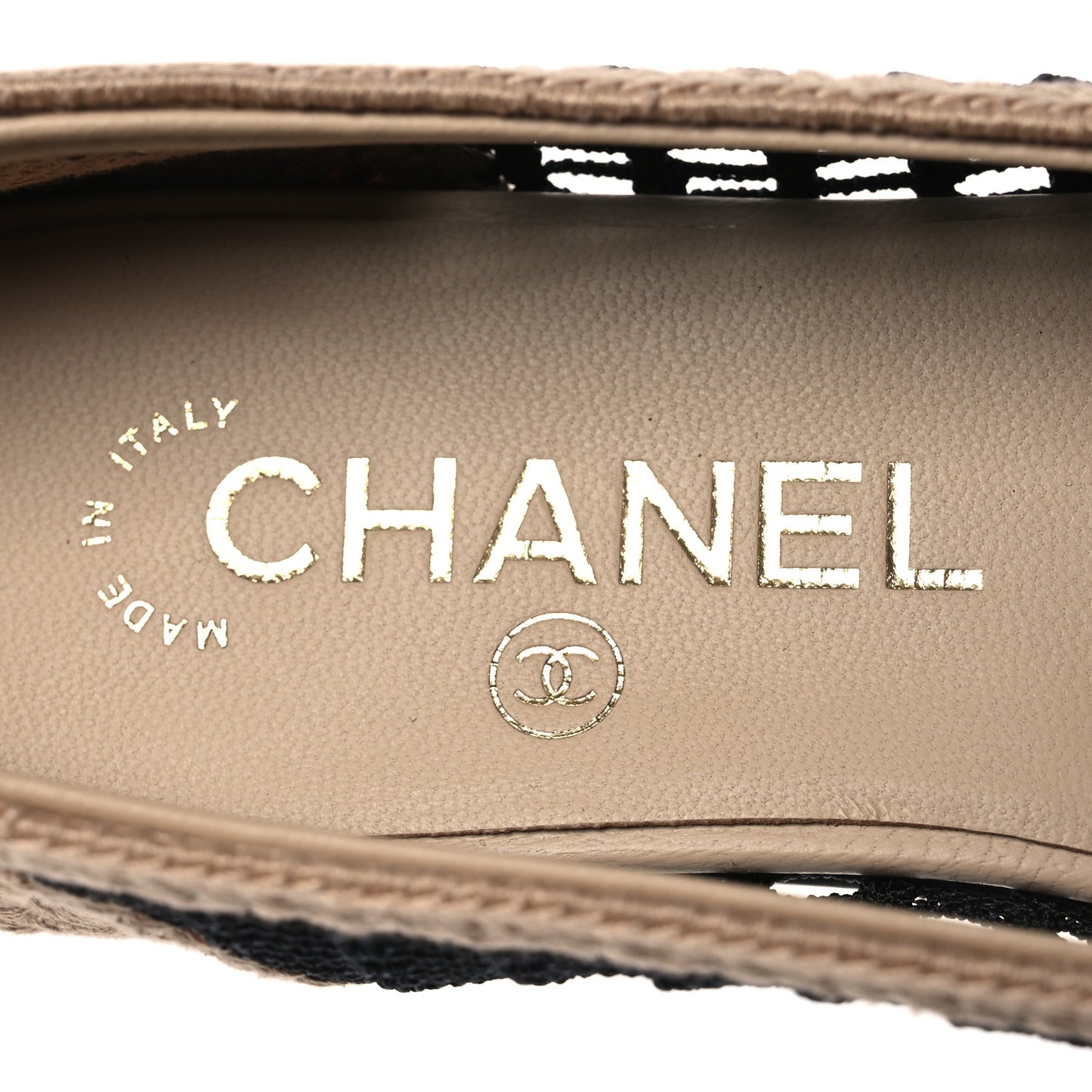 Raffia Cap Toe Ballerina Flats 36 Black Beige