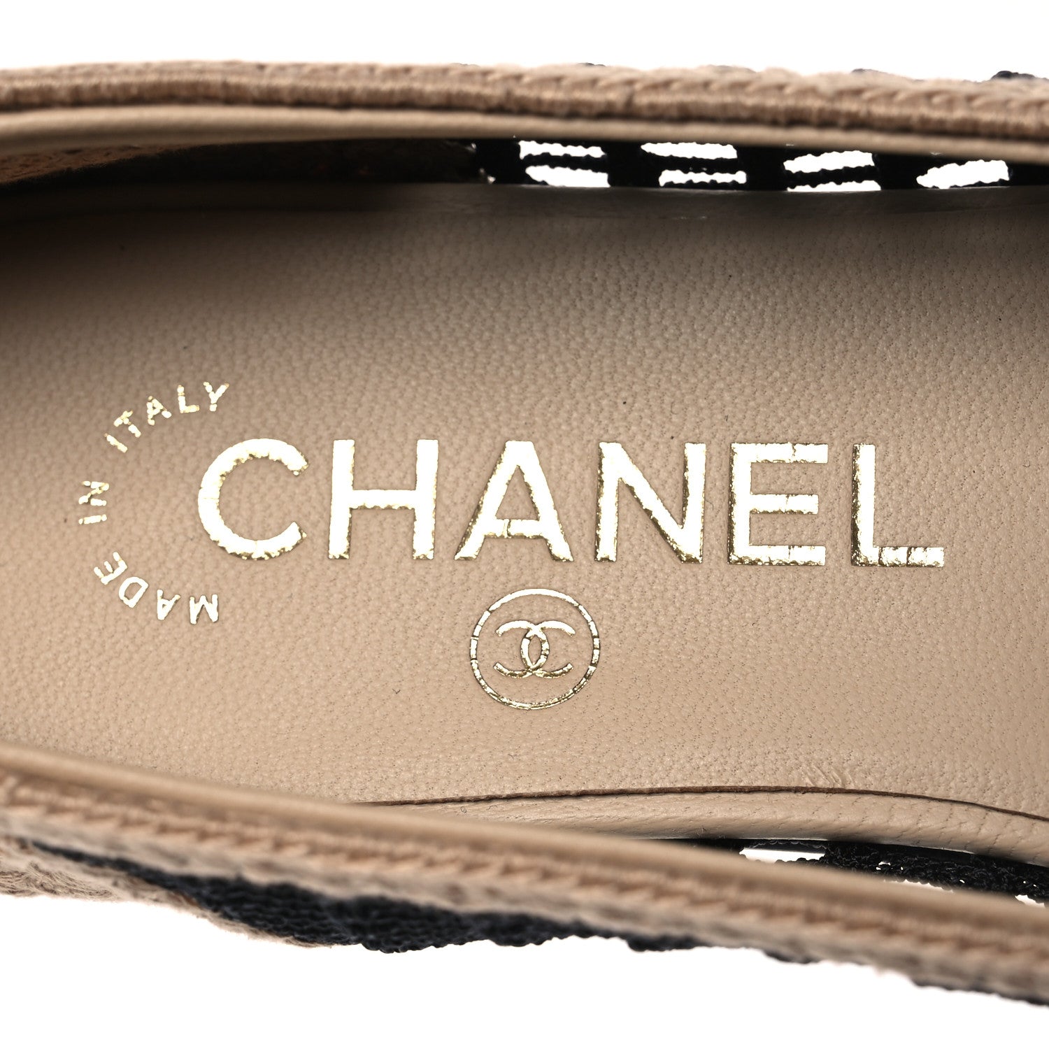 Chanel Raffia Cap Toe Ballerina Flats 36 Black Beige 8 of 10