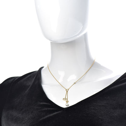 Christian Dior Crystal Pearl CD Shiny-D Tribal Long Necklace Gold 2 of 5