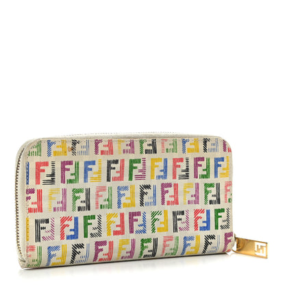 Fendi Zucchino Spalmati FF Multicolor Zip Around Wallet White Multicolor 3 of 18