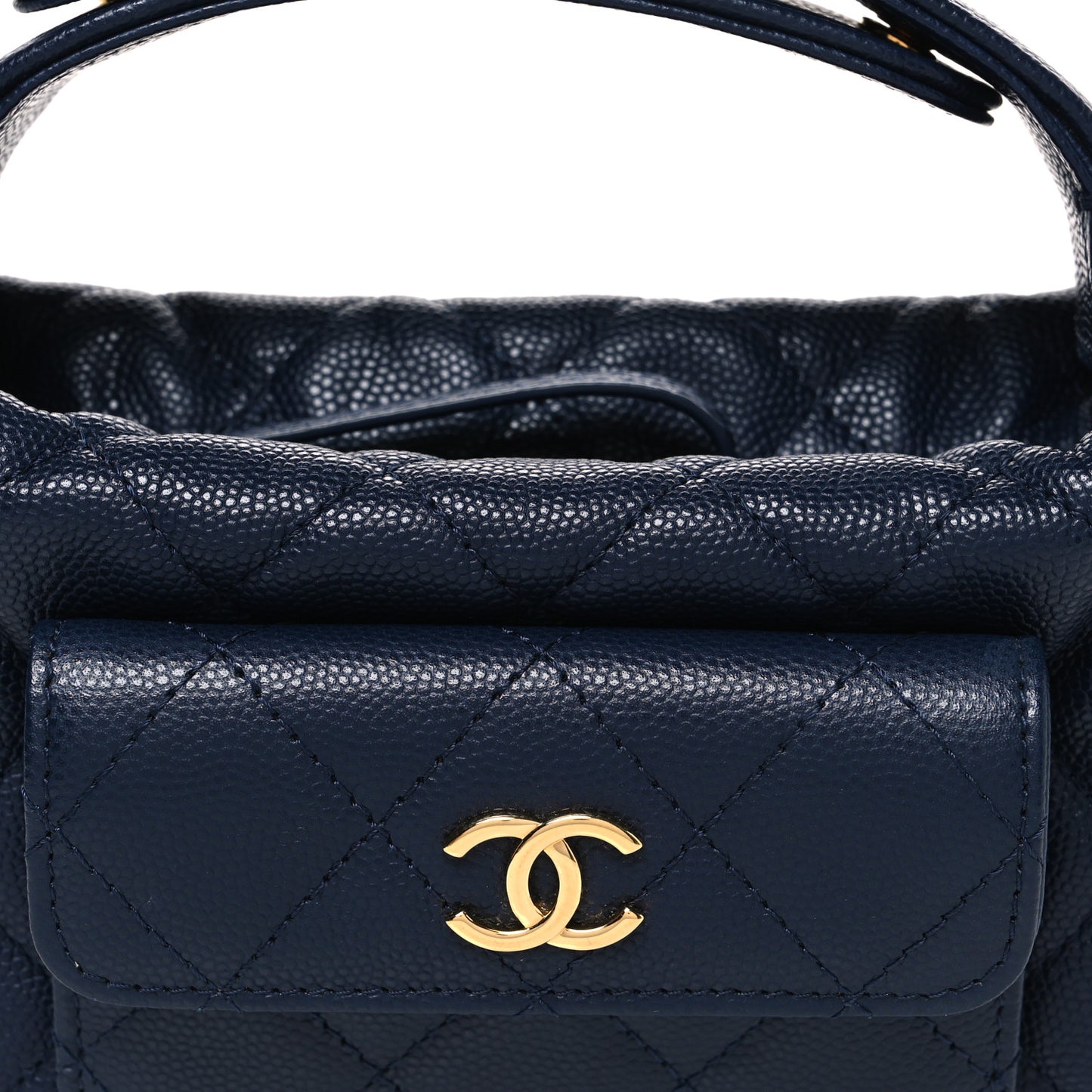 Caviar Quilted Polly Pocket Pouch Hobo Navy