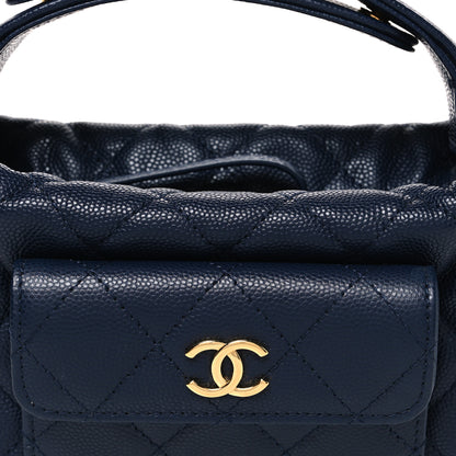 Chanel Caviar Quilted Polly Pocket Pouch Hobo Navy 8 of 11