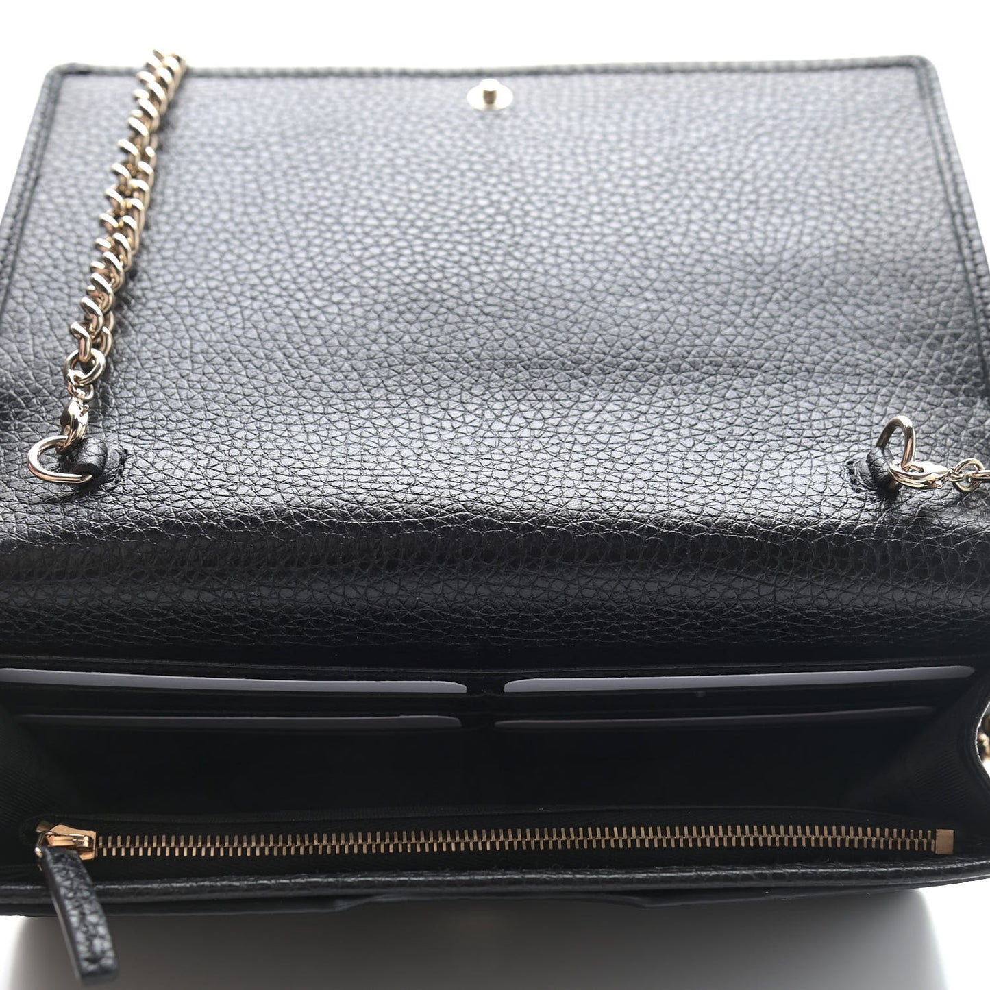 Pebbled Calfskin Soho Wallet on Chain Black