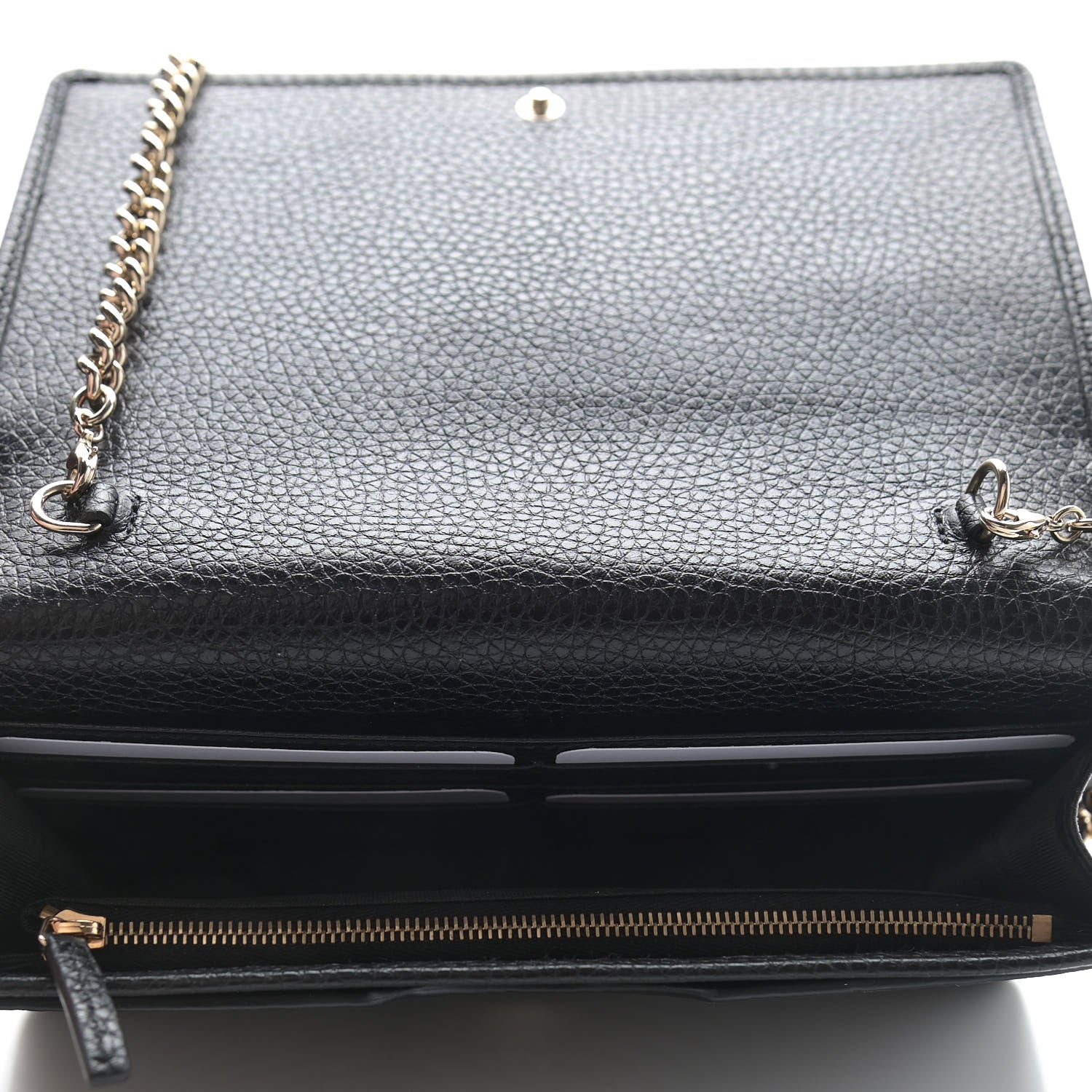 Gucci Pebbled Calfskin Soho Wallet on Chain Black 5 of 8