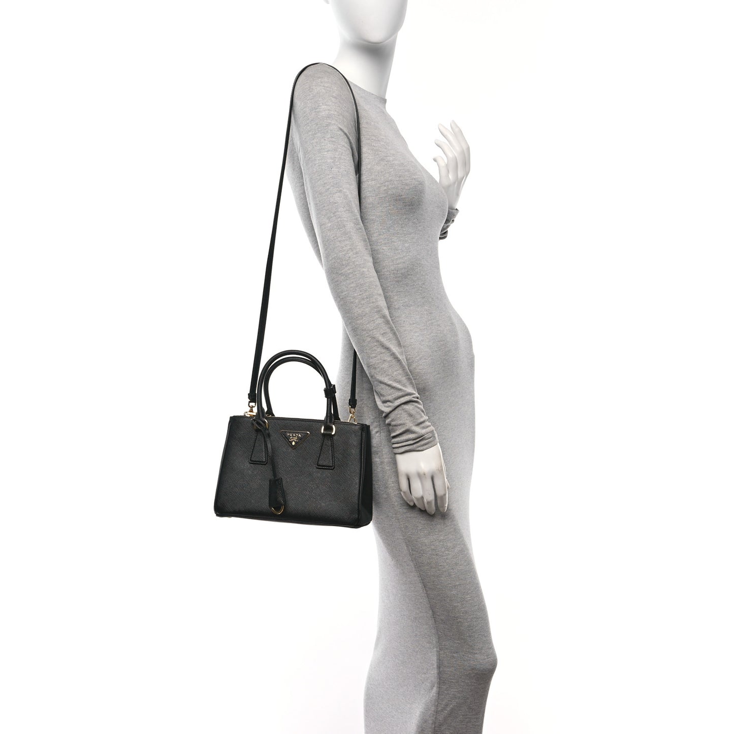 Saffiano Small Galleria Double Zip Tote Black