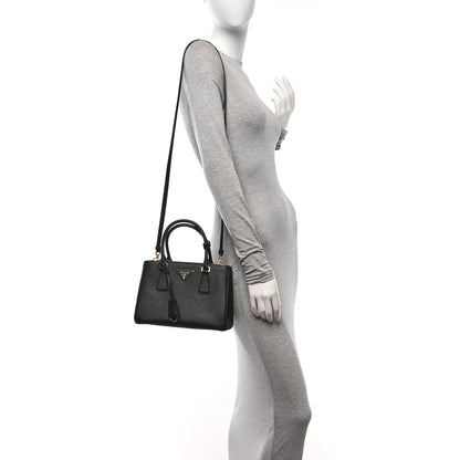 Prada Saffiano Small Galleria Double Zip Tote Black 2 of 10