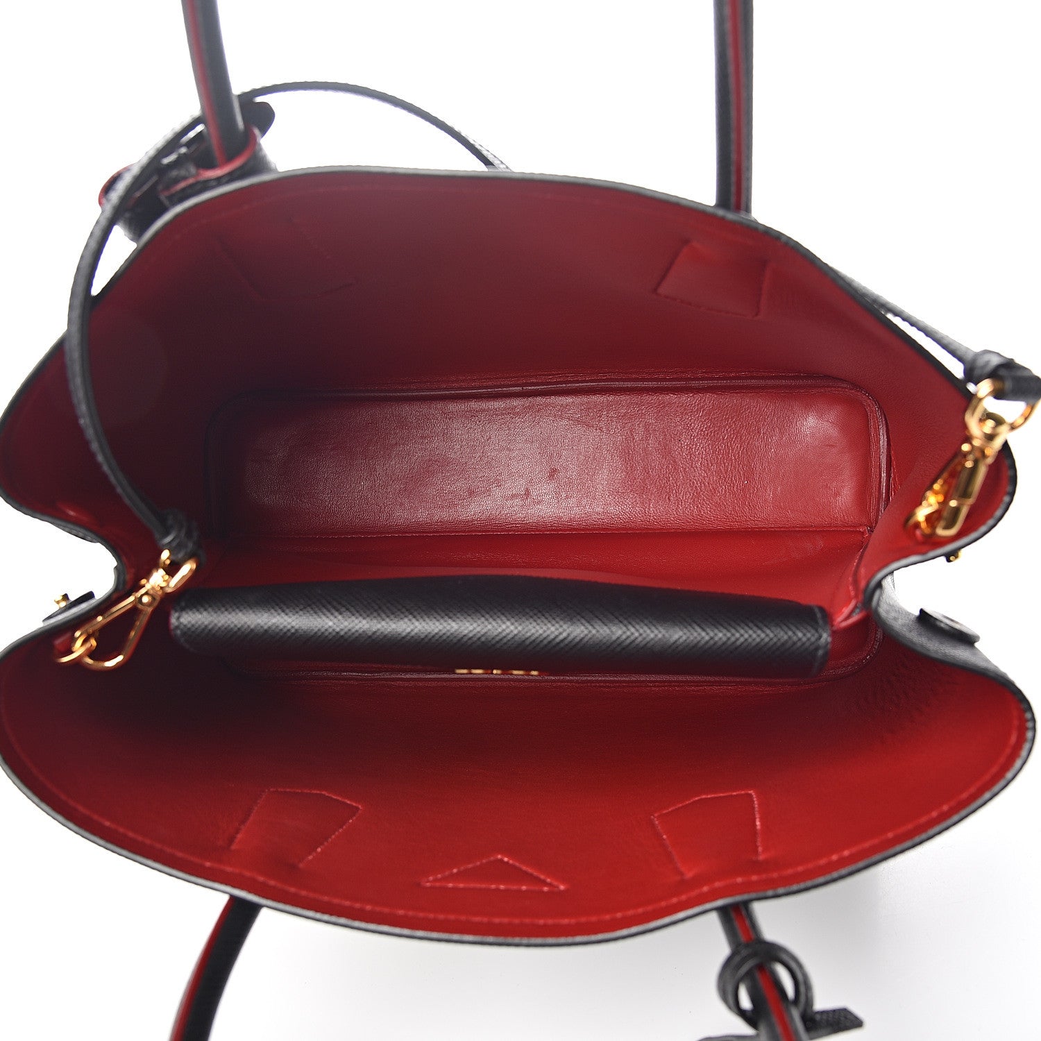 Prada Saffiano Cuir Medium Double Bag Black Fuoco 4 of 10