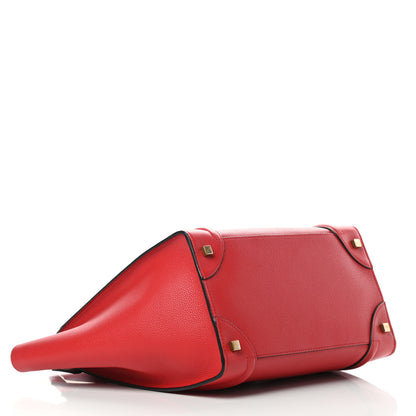 Celine Drummed Calfskin Mini Luggage Coquelicot 4 of 12
