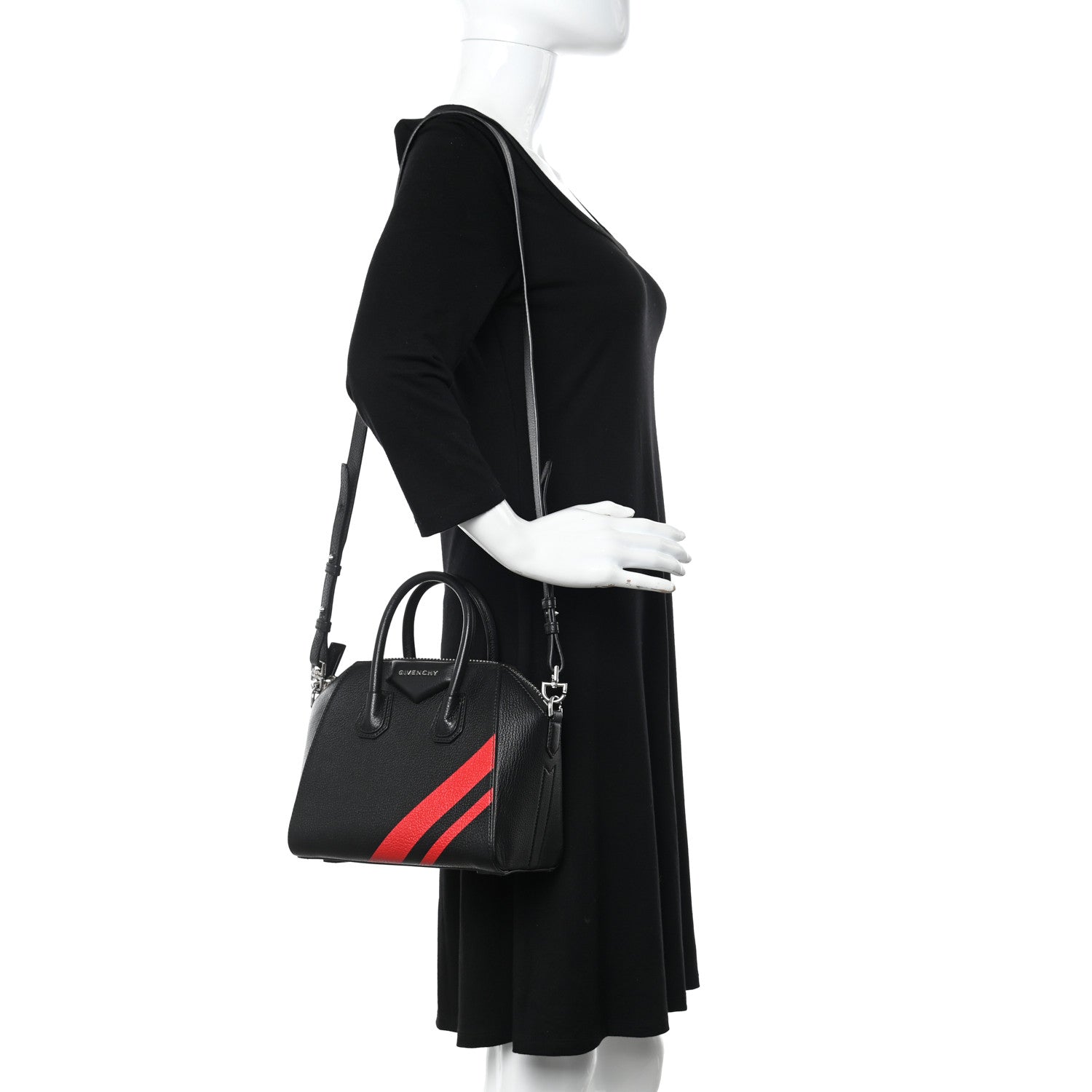Givenchy Sugar Goatskin Striped Mini Antigona Black 2 of 10