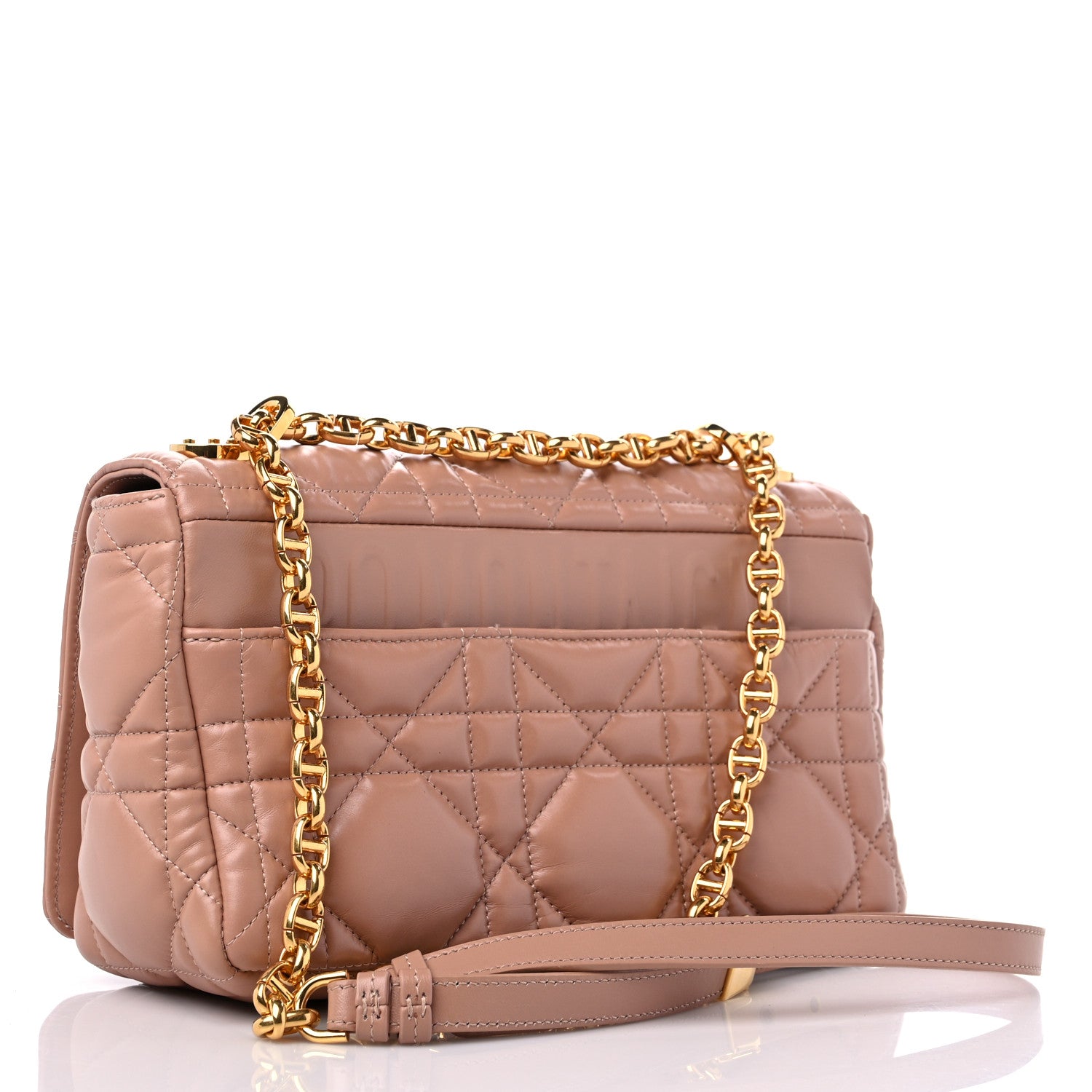 Christian Dior Calfskin Macrocannage Medium Caro Bag Rose De Vents 3 of 14